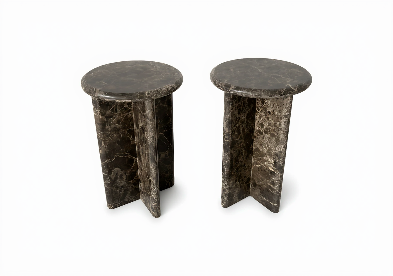 Dark Emperador Cross-Base Stone Accent Table