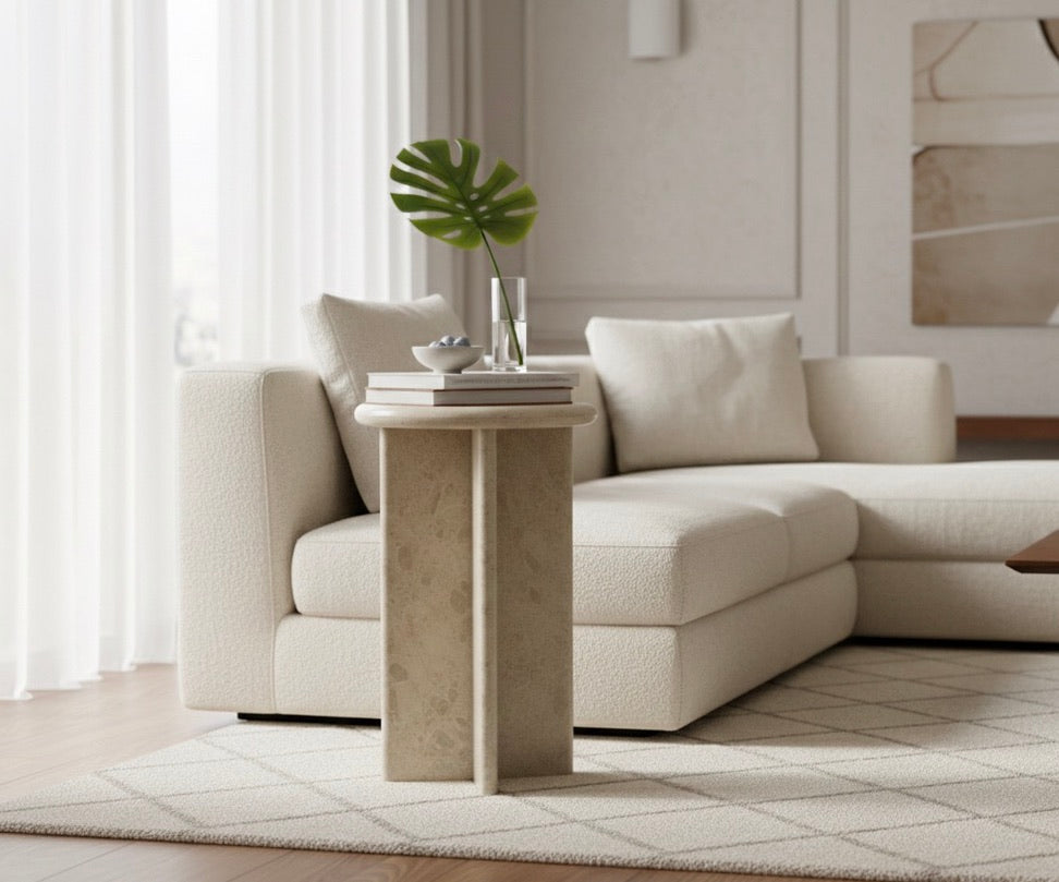 Emperador Cross-Base Side Table