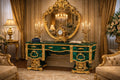 The Imperial Malachite Console – Teak Wood & Brass Masterpiece